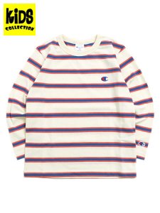 画像1: 【KIDS】CHAMPION KIDS BORDER L/S TEE-PALE WHITE (1)