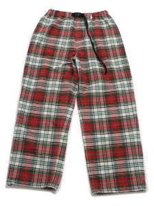 画像1: 【送料無料】MANASTASH WASHED PLAID STRING PANTS RED (1)