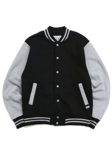 画像1: PRO CLUB FLEECE BASEBALL JACKET-BLACK/HEATHER GRY (1)