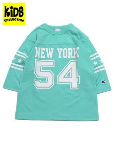 画像1: 【KIDS】CHAMPION KIDS FOOTBALL TEE-LT BLUE GREEN (1)