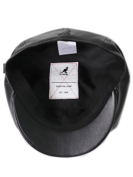 L 美品 KANGOL Italian Leather Cap ブラック - ハンチング/ベレー帽