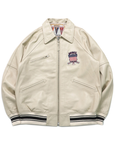 送料無料】AVIREX LIGHT SIGNATURE VARSITY JACKET ECRU - FIVESTAR