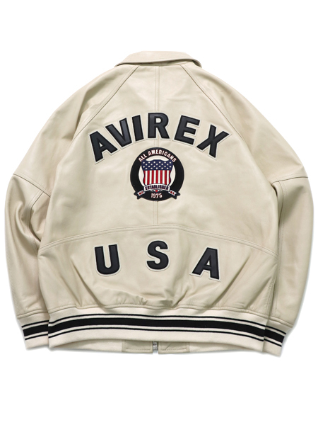 送料無料】AVIREX LIGHT SIGNATURE VARSITY JACKET ECRU - FIVESTAR