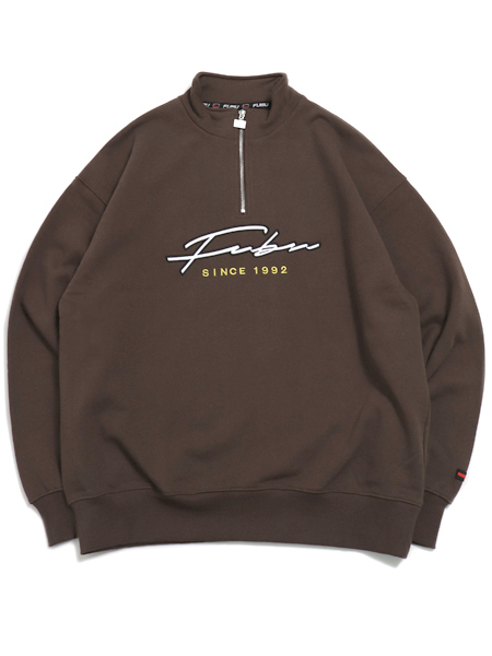 FUBU HALF ZIP SWEAT BROWN - FIVESTAR